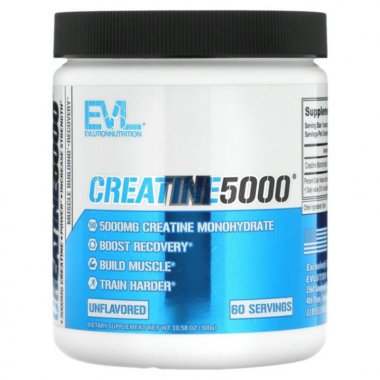 EVLution Nutrition, CREATINE5000, без добавок, 300 г (10,58 унции)