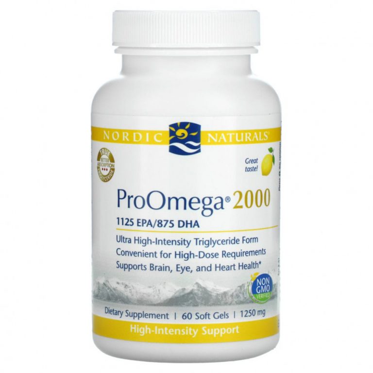 Nordic Naturals, ProOmega 2000, лимон, 1250 мг, 60 мягких желатиновых капсул