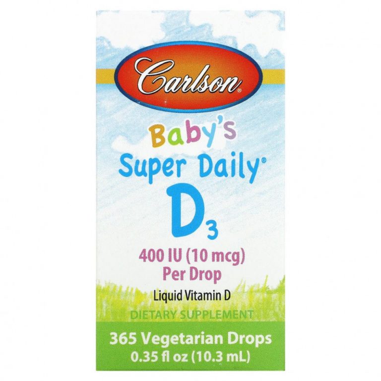 Carlson Labs, Super Daily, витамин D3 для детей, 10 мкг (400 МЕ), 10,3 мл (0,35 жидк. унций)