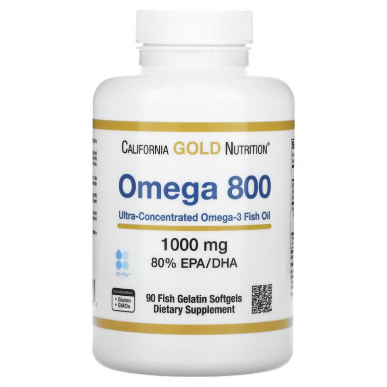 California Gold Nutrition, омега 800, рыбий жир фармацевтической степени чистоты, 80% ЭПК/ДГК, в форме триглицеридов, 1000 мг, 90 рыбно-желатиновых капсул