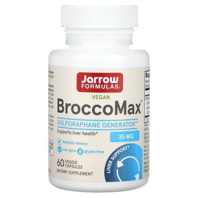 Jarrow Formulas, BroccoMax, сульфорафан глюкозинолат (SGS), активированный мирозиназой, 60 растительных капсул с отсроченным высвобождением