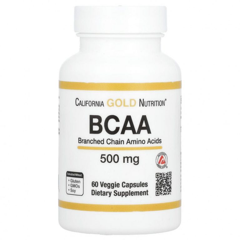 California Gold Nutrition, BCAA, аминокислоты с разветвленными цепями AjiPure®, 500 мг, 60 растительных капсул