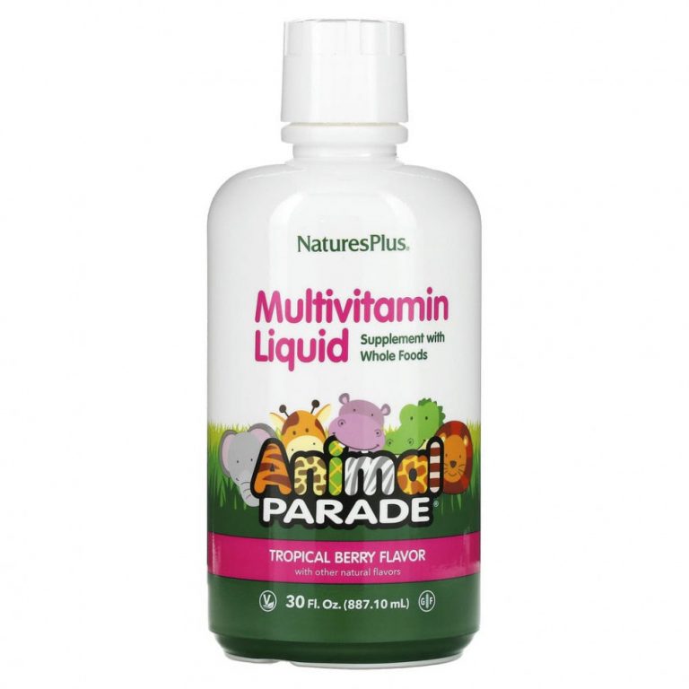 NaturesPlus, Source of Life, детский жидкий мультивитамин Animal Parade с натуральным вкусом тропических ягод, 887,10 мл (30 жидких унций)