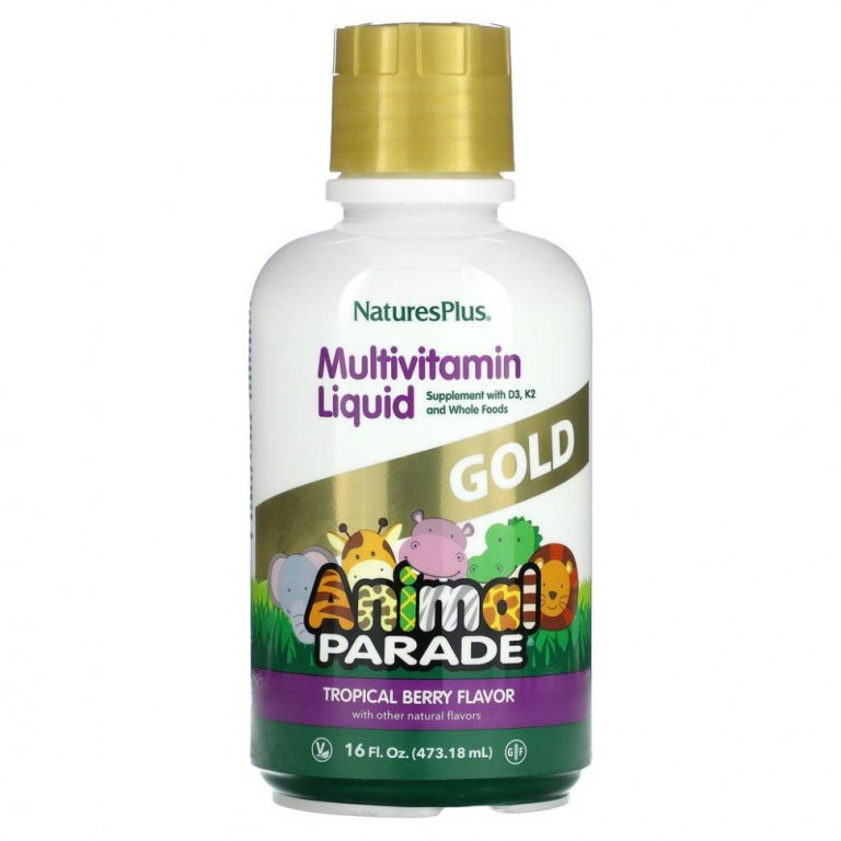 NaturesPlus, Children’s Animal Parade Gold, жидкий мультивитаминный продукт, тропические ягоды, 473,18 мл (16 жидк. Унций)