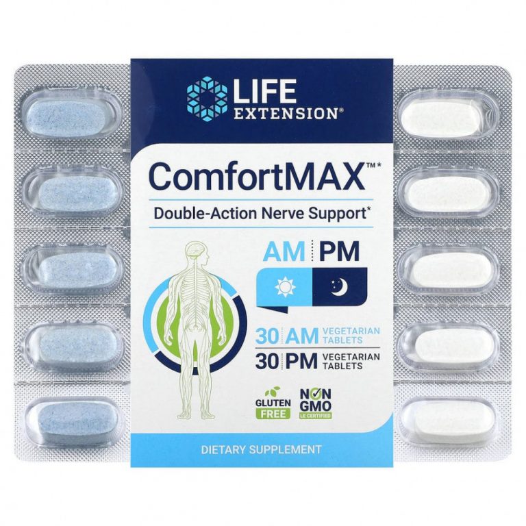 Life Extension, ComfortMAX, поддержка нервной системы двойного действия, для приема утром и вечером, 60 вегетарианских таблеток