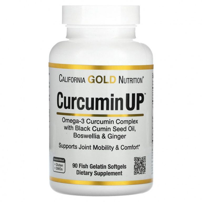 California Gold Nutrition, Curcumin UP, комплекс с омега-3 и куркумином, для подвижности и комфорта в работе суставов, 90 капсул из рыбьего желатина