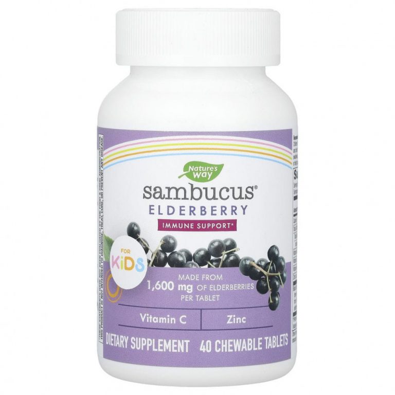 Nature’s Way, Sambucus, стандартизированная бузина для детей, 40 жевательных таблеток