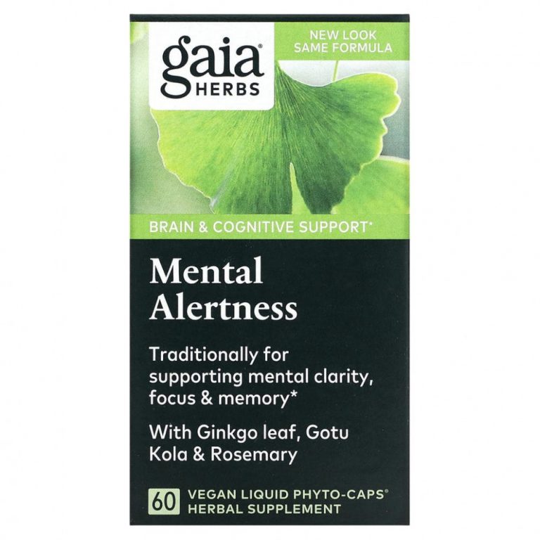 Gaia Herbs, DailyWellness, живость ума, 60 вегетарианских капсул