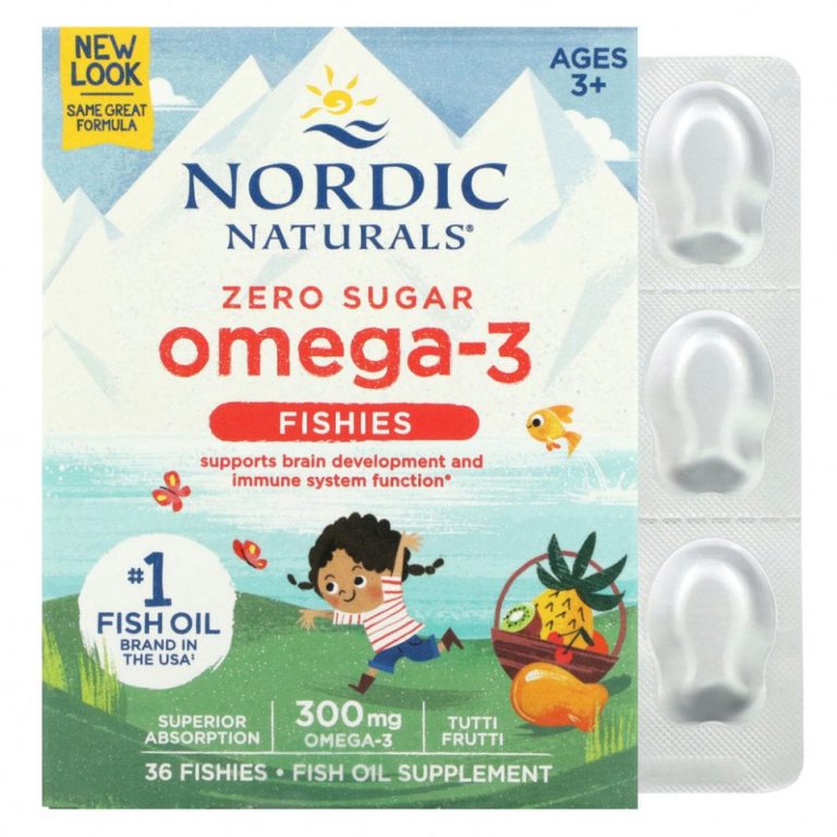 Nordic Naturals, Nordic Omega-3 Fishies, рыбки с омега-3, для детей от 2 лет, вкус тутти-фрутти, 300 мг, 36 рыбок