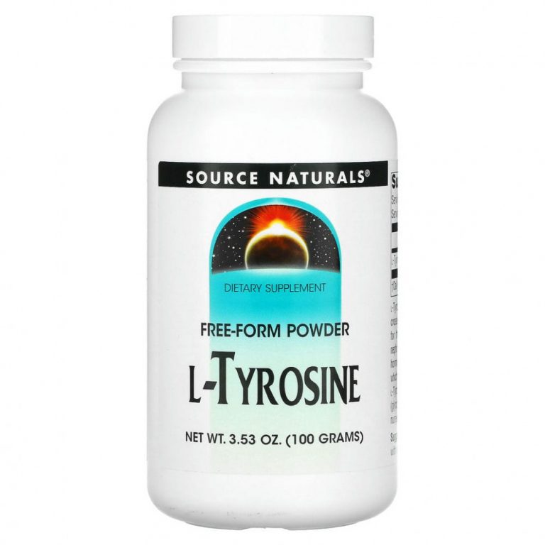 Source Naturals, L-тирозин, порошок произвольной формы, 3.53 унций (100 г)