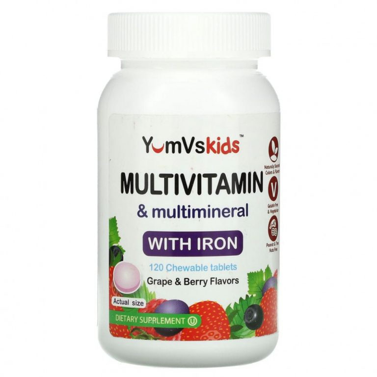 YumV’s, Multivitamin & Multimineral With Iron, Grape & Berry Flavor, 120 Chewable Tablets