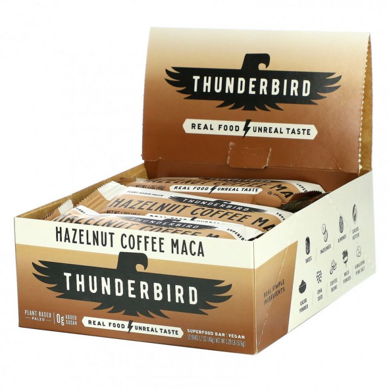 Thunderbird, Superfood Bar, ореховый кофе и мака, 12 батончиков по 48 г (1,7 унции)