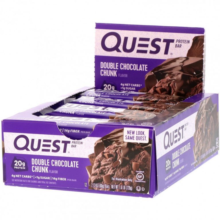 Quest Nutrition, QuestBar, Protein Bar, Double Chocolate Chunk, 12 Bars, 2.12 oz (60 g) Each