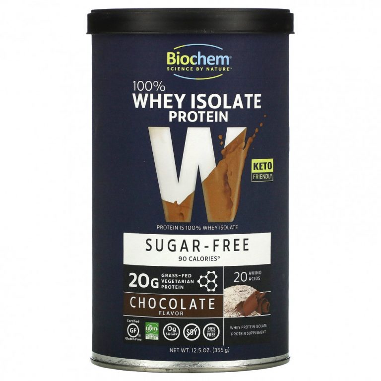 Biochem, 100% Whey Isolate Protein, Sugar Free, Chocolate Flavor, 12.5 oz (355 g)