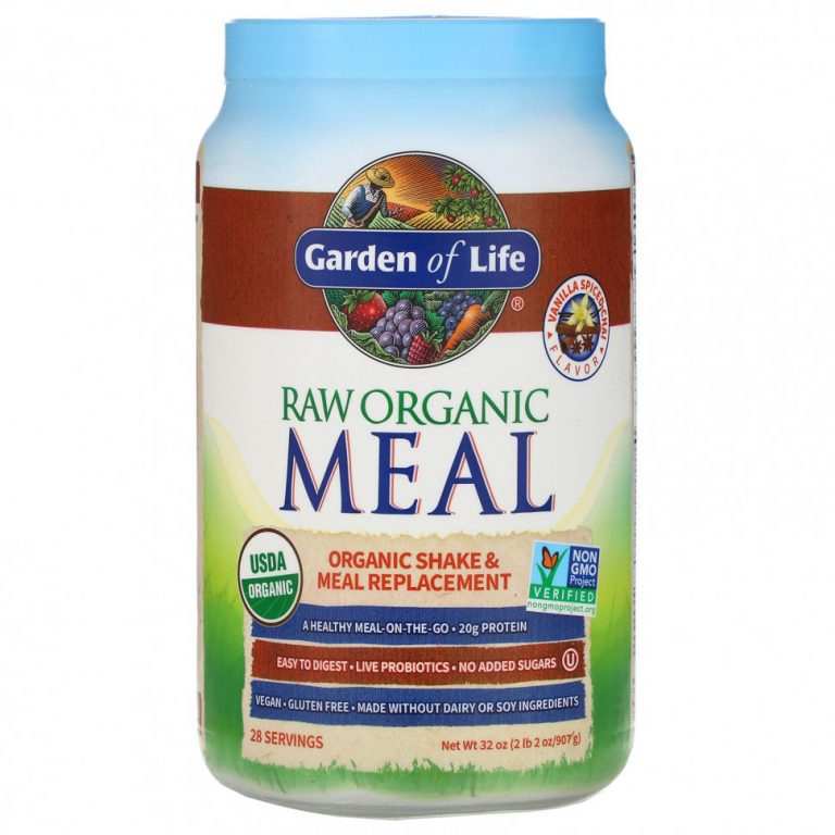 Garden of Life, RAW Organic Meal, коктейль и заменитель еды, чай со специями ваниль, 907 г (2 фунта 2 унции)