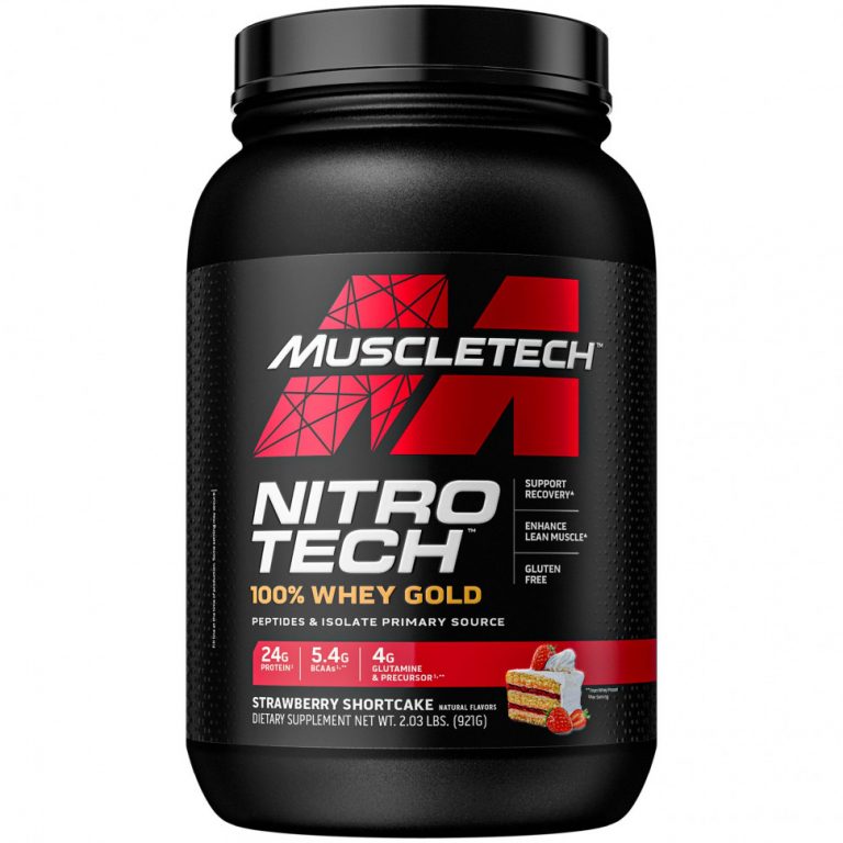 Muscletech, Nitro Tech, 100 % Whey Gold, песочное печенье со вкусом клубники, 1,02 кг (2,24 фунта)