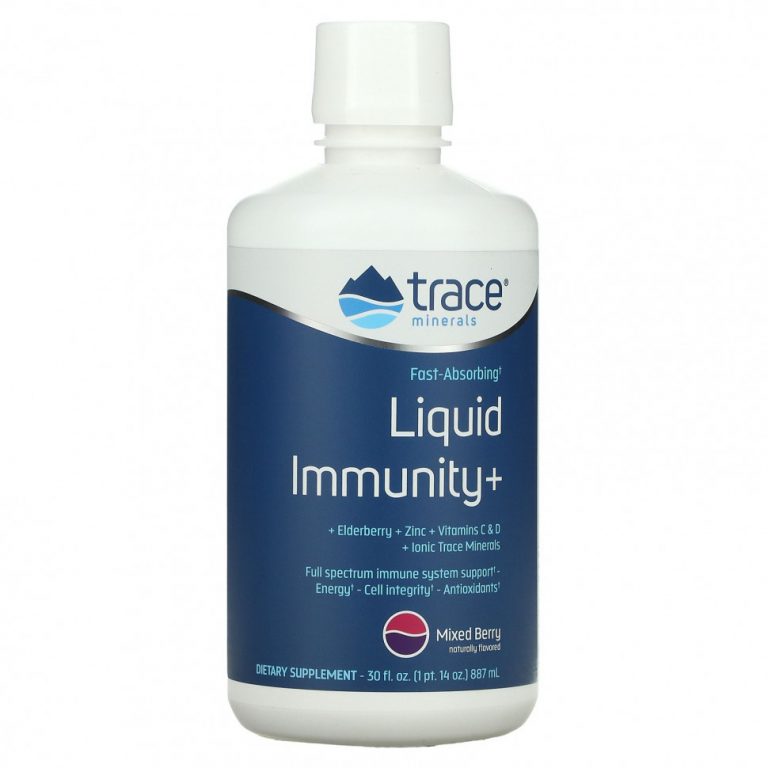 Trace Minerals ®, Быстро впитывающаяся жидкость Immunity +, ягодное ассорти, 887 мл (30 жидк. Унций)