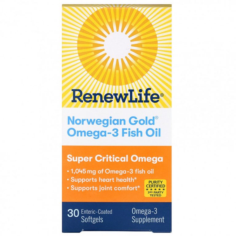 Renew Life, Рыбий жир с омега-3 Norwegian Gold, 1045 мг, 30 мягких таблеток с кишечнорастворимой оболочкой