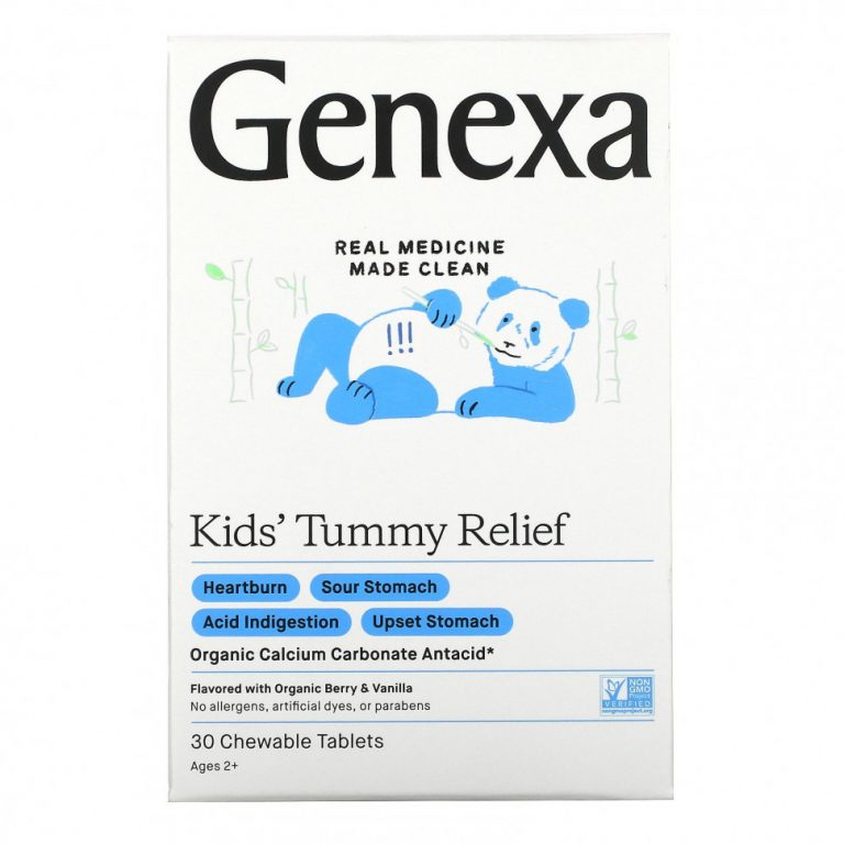 Genexa, Kid’s Tummy Relief, для детей от 2 лет, органические ягоды и ваниль, 30 жевательных таблеток