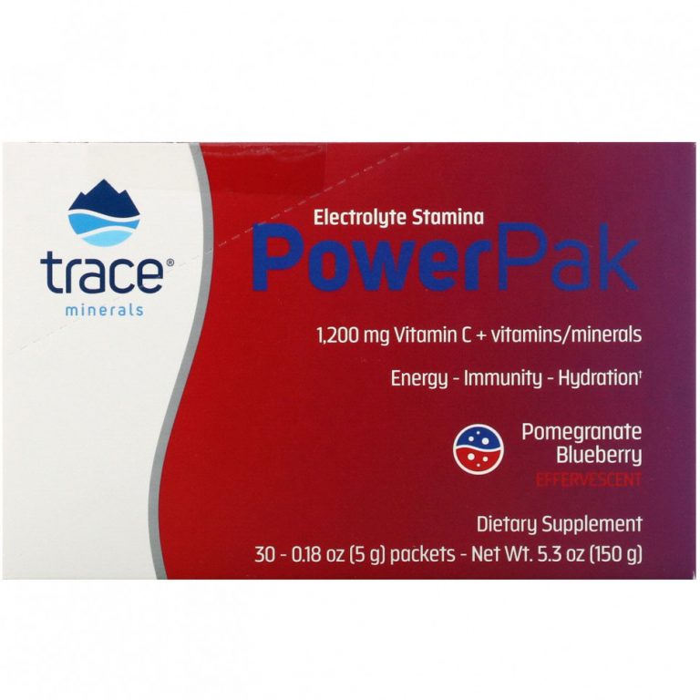 Trace Minerals ®, электролит для повышения выносливости, PowerPak, со вкусом граната и черники, 30 пакетиков по 5 г (0,18 унции)