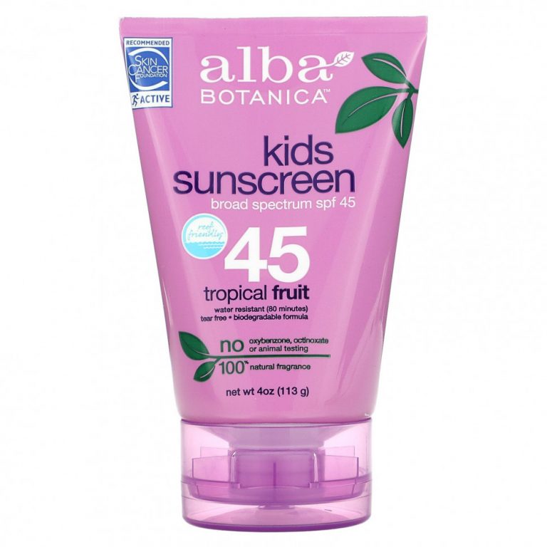 Alba Botanica, Детский солнцезащитный крем, тропические фрукты, SPF 45, 4 унции (113 г)