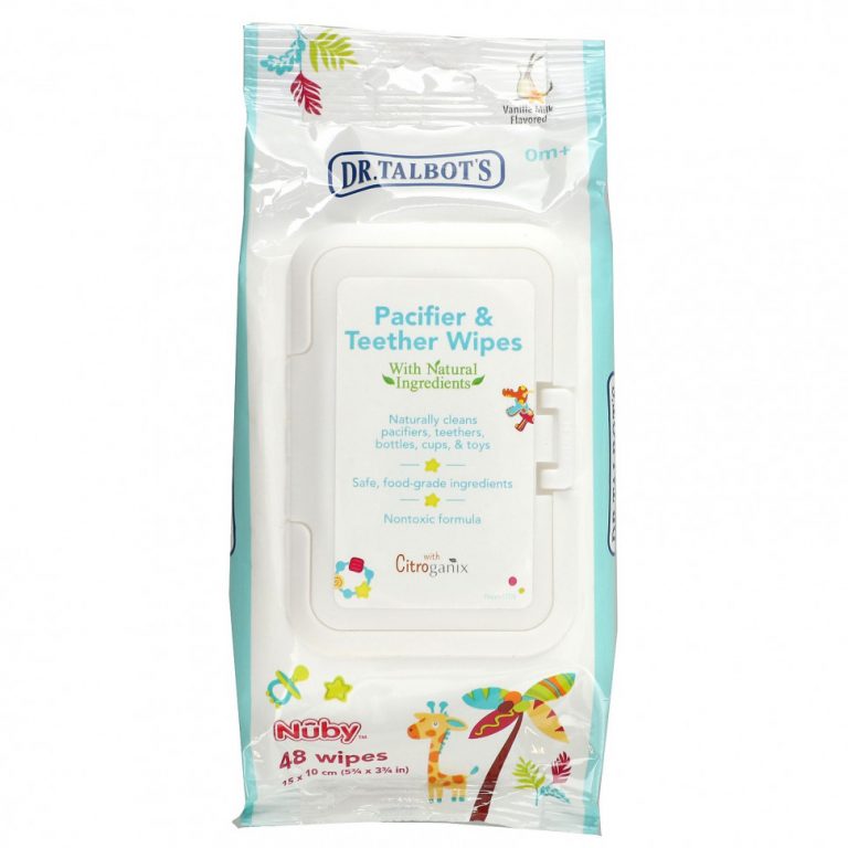 Dr. Talbot’s, Pacifier & Teether Wipes, 0m +, Vanilla Milk Flavored, 48 Wipes