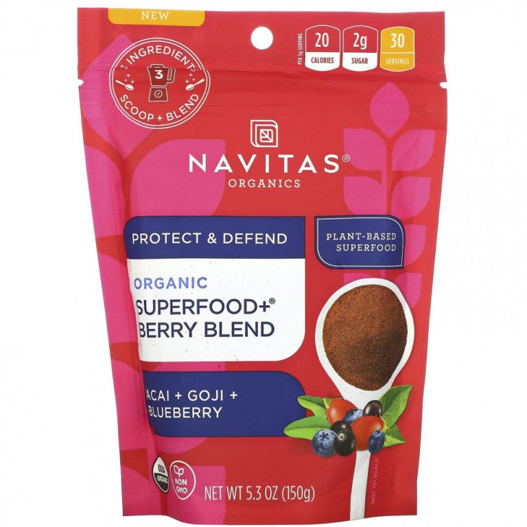 Navitas Organics, Organic Superfood + Berry Blend, Acai + Goji + Blueberry, 5.3 oz (150 g)