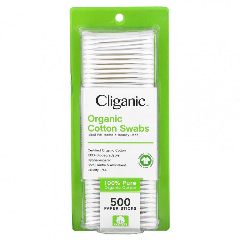 Cliganic, Органические ватные палочки, 500 бумажных палочек