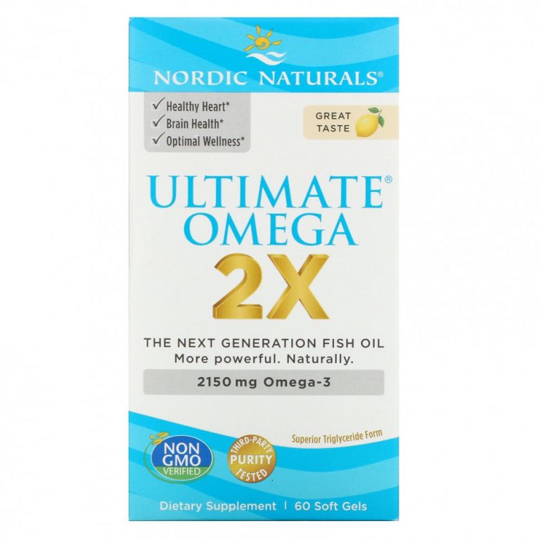 Nordic Naturals, Ultimate Omega 2X, со вкусом лимона, 1075 мг, 60 капсул