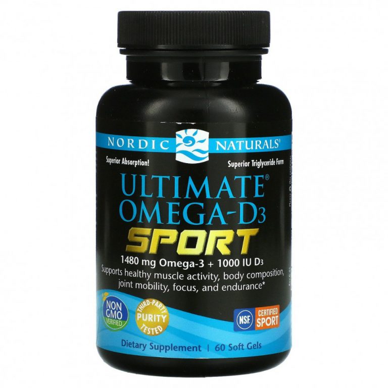 Nordic Naturals, Ultimate Омега-D3, Sport, 60 капсул