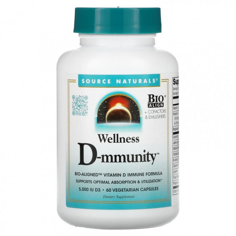 Source Naturals, Wellness D-mmunity, Bio-Aligned Vitamin D Immune Formula, 60 Vegetarian Capsules