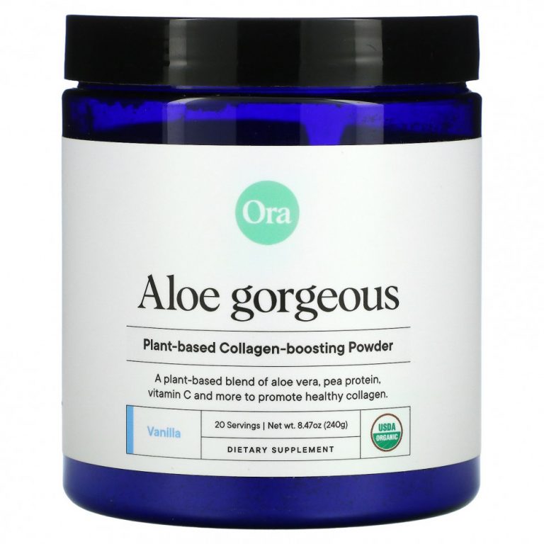 Ora, Aloe Gorgeous, Vegan Collagen-Boosting Powder Supplement, Vanilla Flavor, 8.47 oz (240 g)