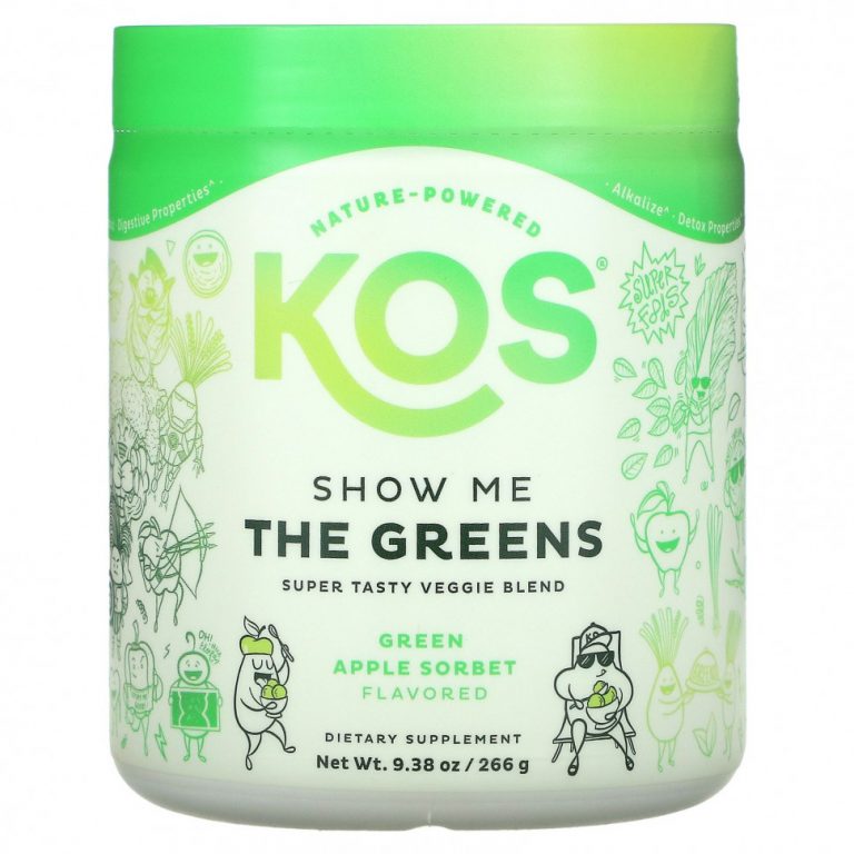 KOS, Show Me The Greens, супервкусная вегетарианская смесь, сорбет из зеленого яблока, 266 г (9,38 унции)