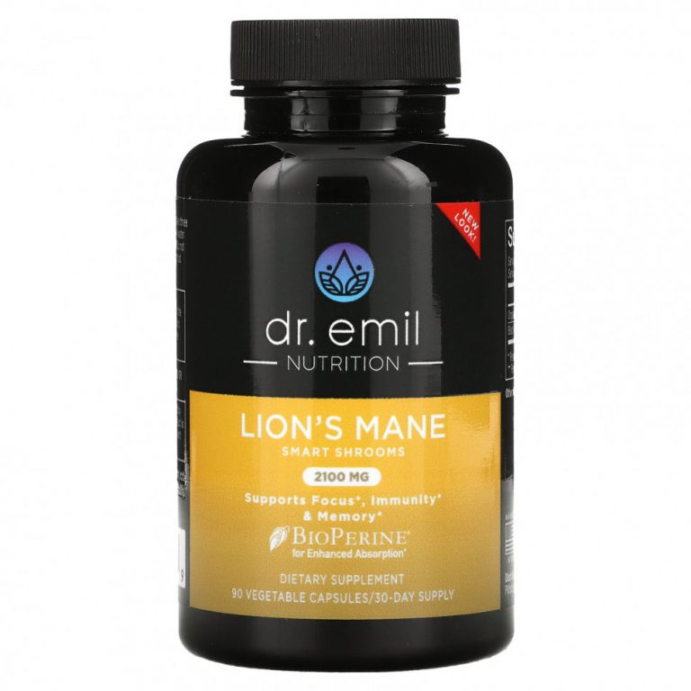 Dr Emil Nutrition, Lion’s Mane Smart Shrooms, 2100 мг, 90 растительных капсул