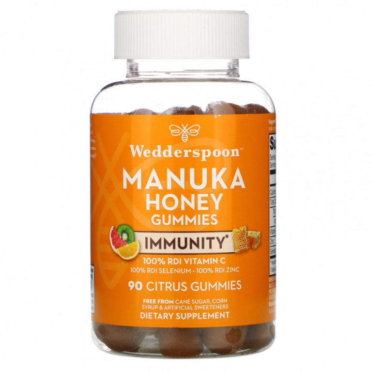 Wedderspoon, Manuka Honey, жевательные конфеты для иммунитета, цитрусовые, 90 жевательных конфет