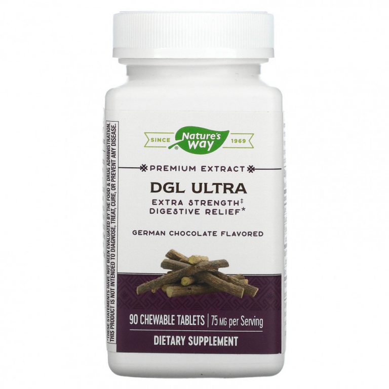 Nature’s Way, DGL Ultra, Extra Strength для облегчения пищеварения, немецкий шоколад, 75 мг, 90 жевательных таблеток