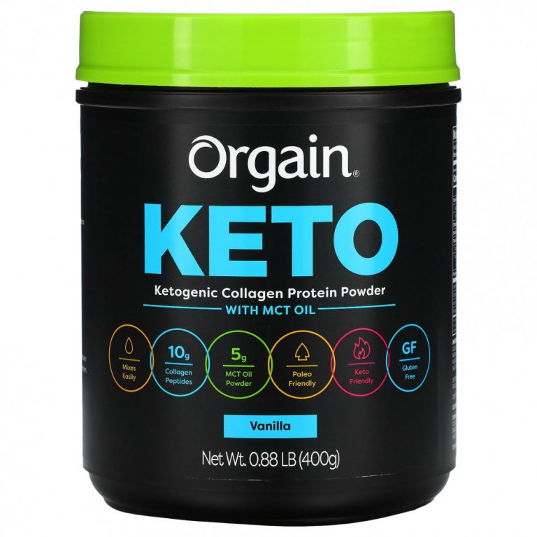 Orgain, Keto, протеиновый порошок из кетогенного коллагена с маслом MCT, ваниль, 400 г (0,88 фунта)