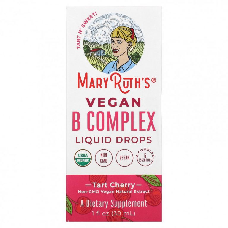 MaryRuth Organics, Vegan B Complex Liquid Drops, вишня, 30 мл (1 жидк. Унция)